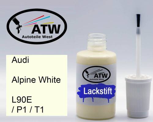 Audi, Alpine White, L90E / P1 / T1: 20ml Lackstift, von ATW Autoteile West.